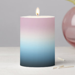 Pastel Pink & Blue Gradient Indigo Rose Ombre Pillar Candle