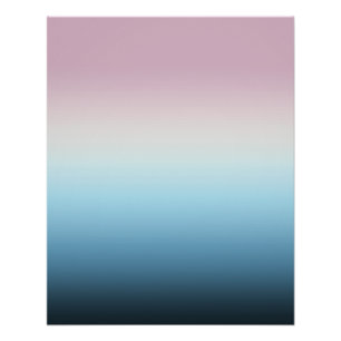 Pastel Pink & Blue Gradient Indigo Rose Ombre   Poster