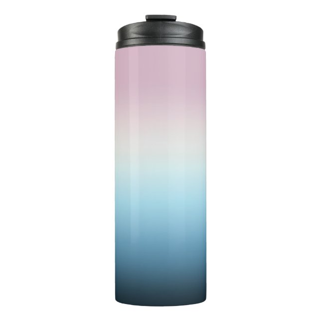 Pastel Pink & Blue Gradient Indigo Rose Ombre   Thermal Tumbler (Front)