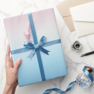 Pastel Pink & Blue Gradient Indigo Rose Ombre Wrapping Paper