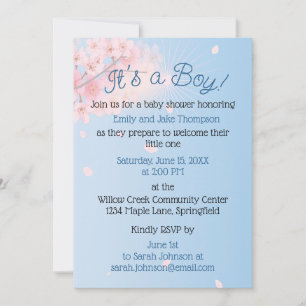 Pastel Pink Blue Green Pregnant Baby Boy Shower Invitation