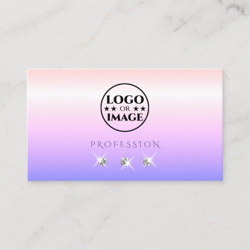 Pastel Pink Blue Ombre Sparkling Diamonds Add Logo Business Card