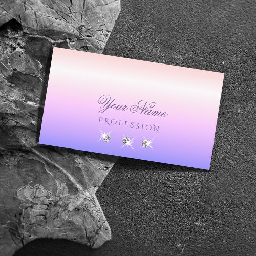 Pastel Pink Blue Ombre Sparkling Diamonds Elegant Business Card