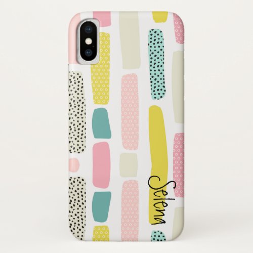 Pastel Pink   Blue Polka Dot Paintbrush Pattern iPhone X Case