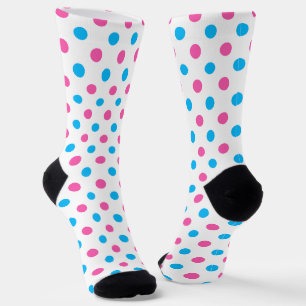 Pastel Pink Blue Polka Dot Pattern Socks