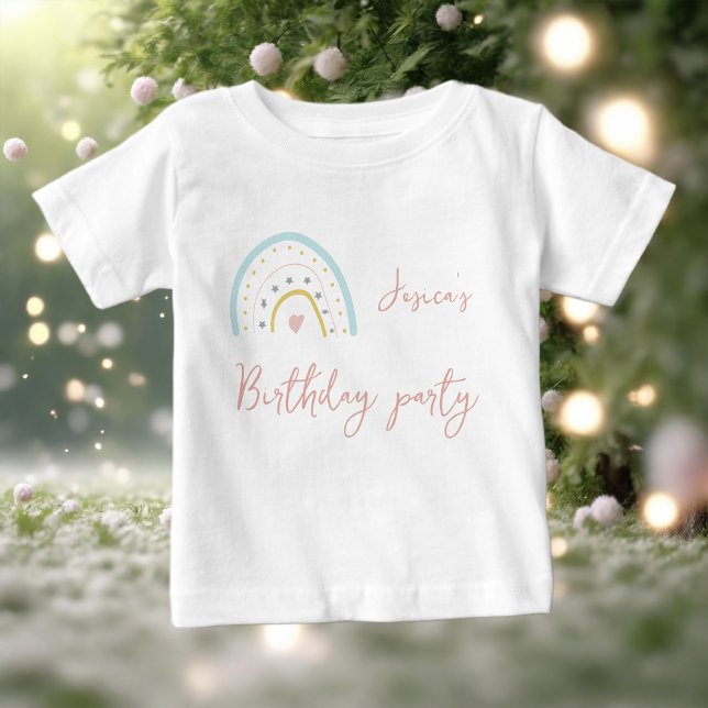 Pastel pink blue rainbow Birthday party Baby T-Shirt (Creator Uploaded)