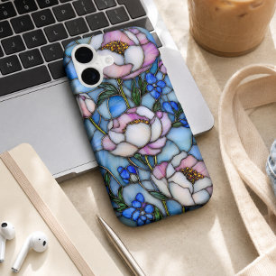 Pastel Pink Blue Stained Glass Floral Garden Style iPhone 17 Case
