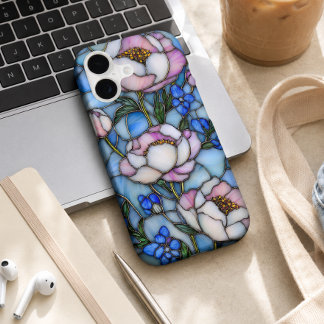 Pastel Pink Blue Stained Glass Floral Garden Style iPhone 17 Case