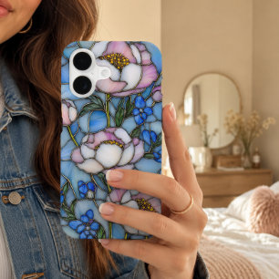 Pastel Pink Blue Stained Glass Floral Garden Style iPhone 17 Case