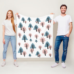 Pastel Pink Blue Tree Cookie Bell Star Christmas Fleece Blanket