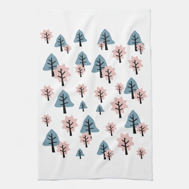 Pastel Pink Blue Tree Cookie Bell Star Christmas Kitchen Towel (Vertical)