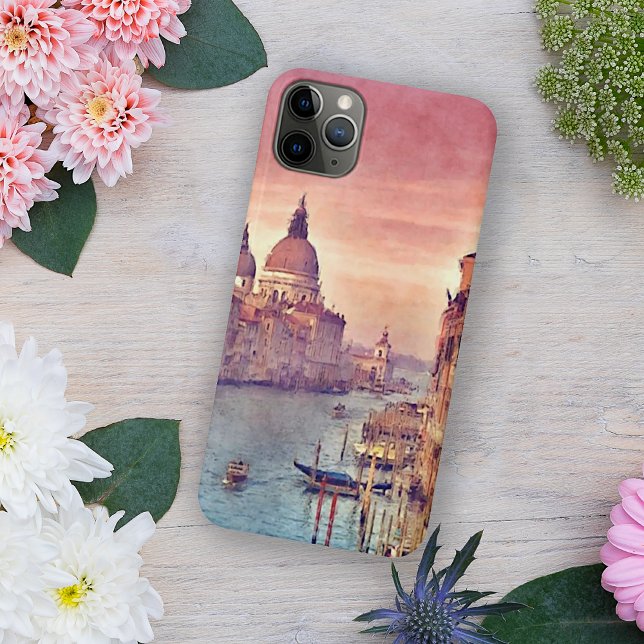 Pastel Pink Blue Venice Canal Grande Watercolor iPhone Case (Creator Uploaded)