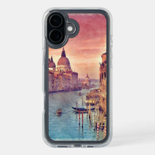 Pastel Pink Blue Venice Canal Grande Watercolor iPhone 16 Plus Case