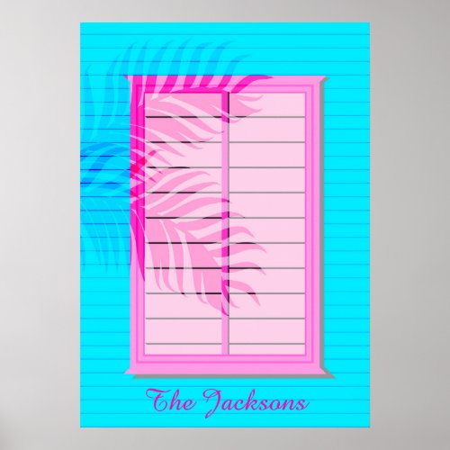 Pastel Pink Blue West Indian Wooden Beach Shack Poster