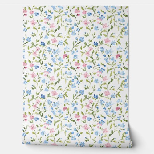 Pastel Pink Blue Wildflower Pattern Wallpaper Pastel Pink Blue Wildflower Pattern Wallpaper