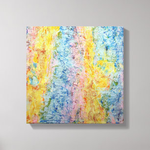 Pastel Pink Blue Yellow Textured Modern Abstract Canvas Print