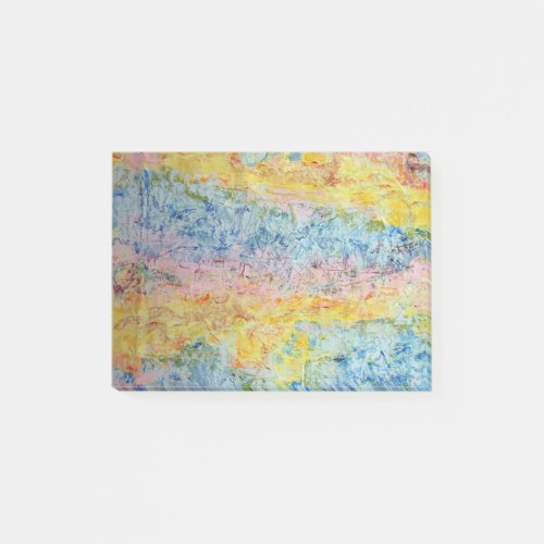 Pastel Pink Blue Yellow Textured Modern Abstract Post_it Notes