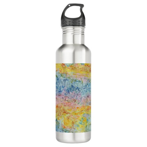 Pastel Pink Blue Yellow Textured Modern Abstract Stainless Steel Water Bottle