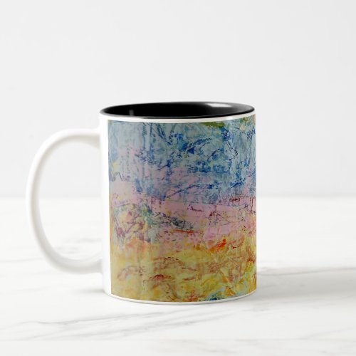Pastel Pink Blue Yellow Textured Modern Abstract Two_Tone Coffee Mug