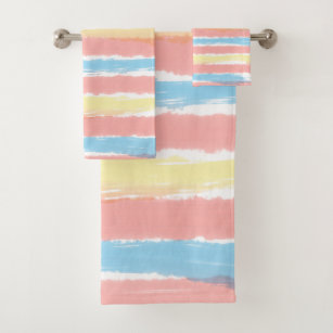 TWdp184-5 Colorful Beach Towel Bathroom Hand Towel Pastel Bath Towel