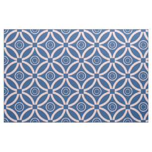 Pastel Pink & Blues Retro Geometric  Pattern Fabric