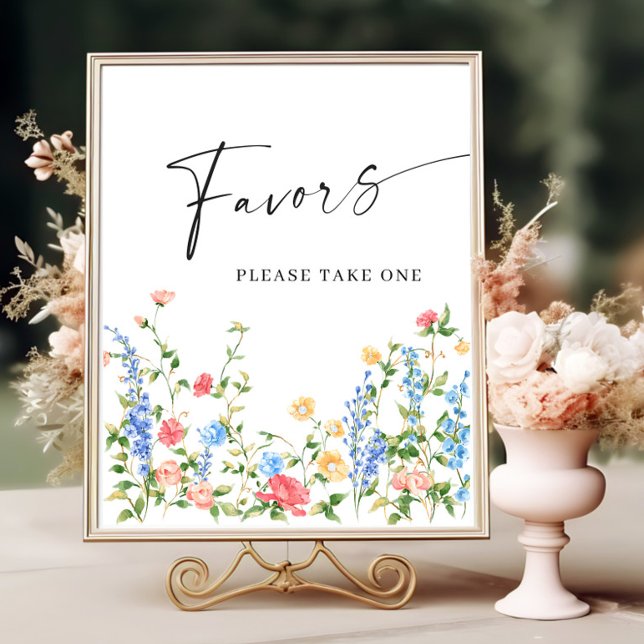 Pastel Pink Blush Bohemian Wildflowers Favors Poster (Creator Uploaded)