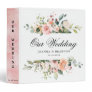 Pastel Pink Blush Rose Floral Botanical Wedding 3 Ring Binder