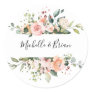 Pastel Pink Blush Rose Floral Botanical Wedding Classic Round Sticker