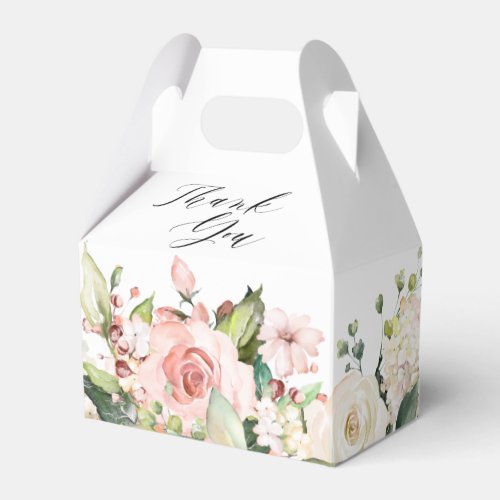 Pastel Pink Blush Rose Floral Botanical Wedding Favor Boxes