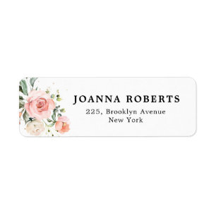 Pastel Pink Blush Rose Floral Botanical Wedding Label