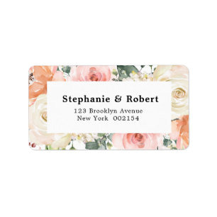 Pastel Pink Blush Rose Floral Botanical Wedding Label