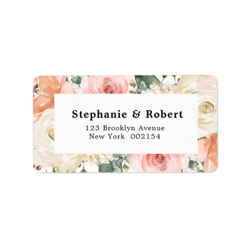 Pastel Pink Blush Rose Floral Botanical Wedding Label