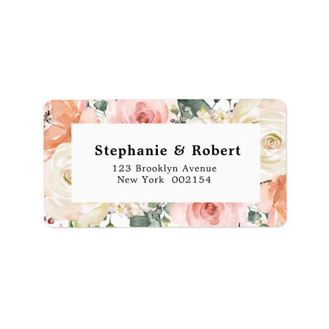Pastel Pink Blush Rose Floral Botanical Wedding Label (Front)