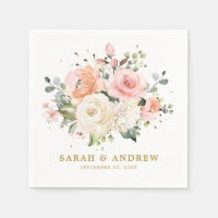 Pastel Pink Blush Rose Floral Botanical Wedding