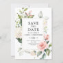 Pastel Pink Blush Rose Floral Botanical Wedding Save The Date