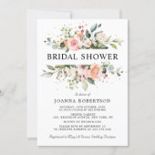 Pastel Pink Blush Rose Floral Bridal Shower Invitation (Front)