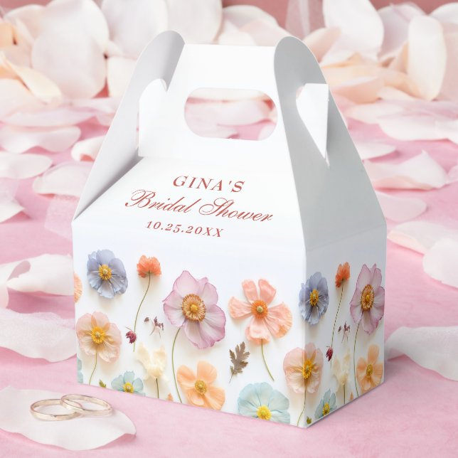 Pastel Pink Bohemian Wildflower Bridal Shower Favor Boxes (Wedding)