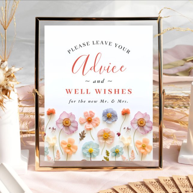 Pastel Pink Bohemian Wildflowers Advice & Wishes Poster (Creator Uploaded)