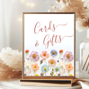 Pastel Pink Bohemian Wildflowers Cards and Gifts Poster