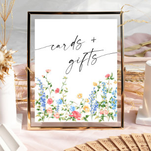 Pastel Pink Bohemian Wildflowers Cards and Gifts Poster