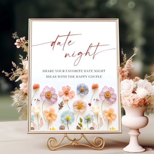 Pastel Pink Bohemian Wildflowers Date Night Ideas Poster (Creator Uploaded)