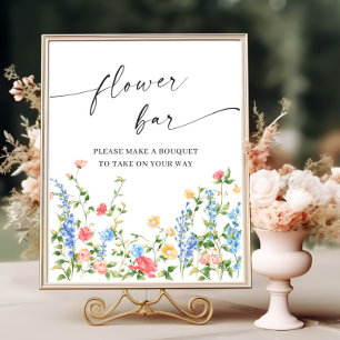 Pastel Pink Bohemian Wildflowers Flower Bar Poster