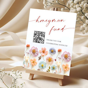 Pastel Pink Bohemian Wildflowers Honeymoon Fund Poster