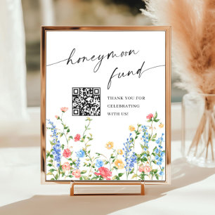 Pastel Pink Bohemian Wildflowers Honeymoon Fund Poster