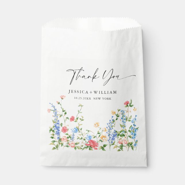Pastel Pink Bohemian Wildflowers Mimosa Bar Favor Bag (Front)