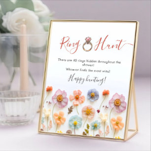 Pastel Pink Bohemian Wildflowers Ring Hunt Sign