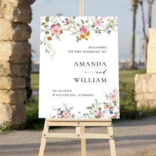 Pastel Pink Boho Floral Wildflower WELCOME Wedding Foam Board