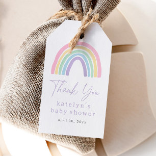 Pastel Pink Boho Rainbow Baby Shower  Gift Tags