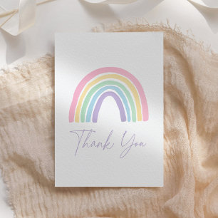 Pastel Pink Boho Rainbow Baby Shower  Letterpress Thank You Card