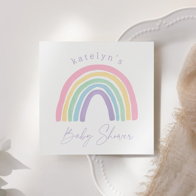 Pastel Pink Boho Rainbow Baby Shower Napkins (Creator Uploaded)